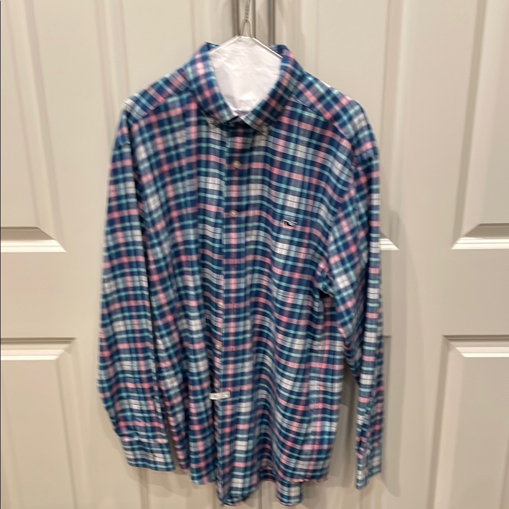 Vineyard Vines Classic Fit Tucker Casual  Button Down Shirt Blue/Pink L - Picture 5 of 8